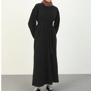 Black Knit Abaya- Modest Dress Modanisa